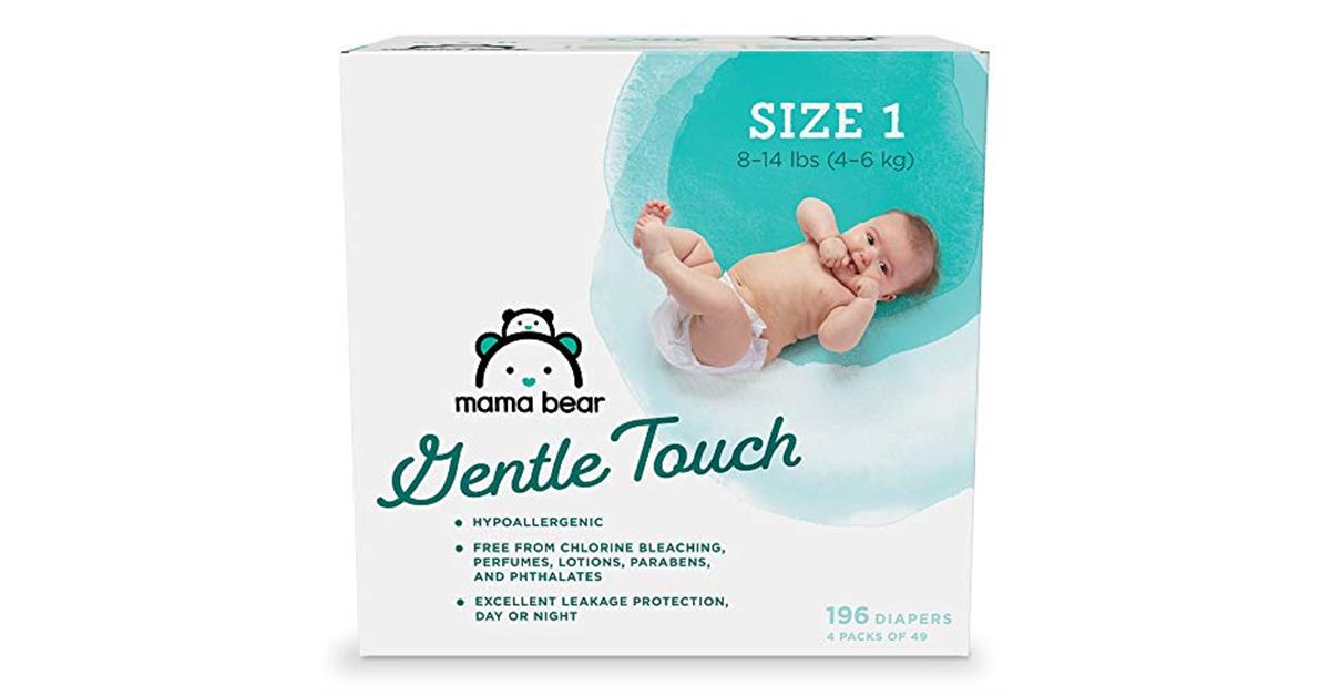 Amazon Brand mama bear Gentle Touch Diapers, Hypoallergenic, Size 1