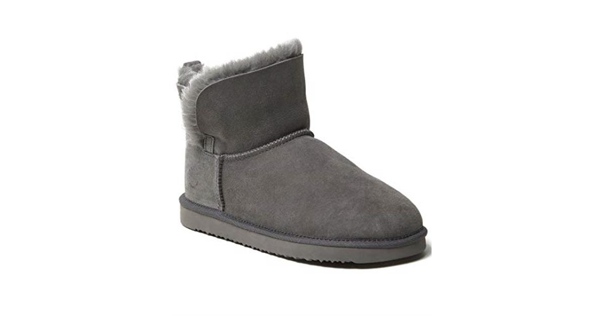 dearfoams women's fireside perth shearling foldover boot slipper
